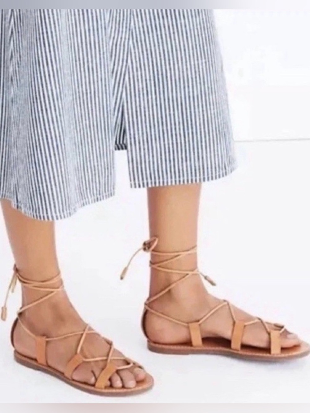 Madewell The Boardwalk Lace-Up Sandal — Desert Camel - see size note